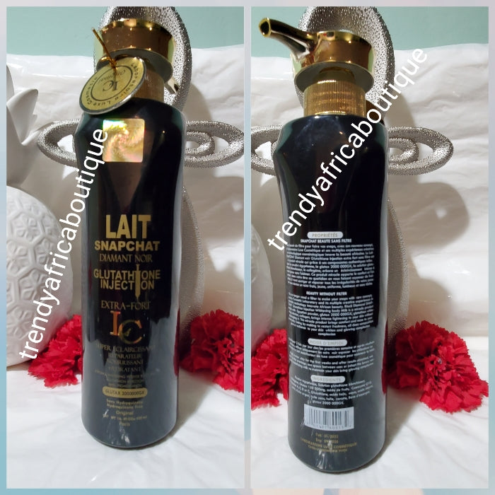 Lait Snapchat Black Diamond body Lotion 500ml + Snap chat serum: Beauty without filter. Extra Strong whitening milk with glutathion injection. USE