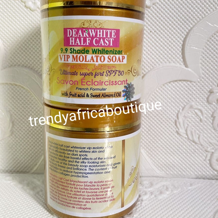 2 in 1 combo deal: Dear White Halfcast 9.9 shades Whitenizer body lotion 500ml plus VIP 3in1 MOLATO soap 500g x1. French formular with fruit acid and almond oil..