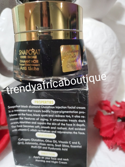 Lait Snapchat Black diamond Extra whitening multi action face cream 50gx1 collagen + Hyaluronic acid