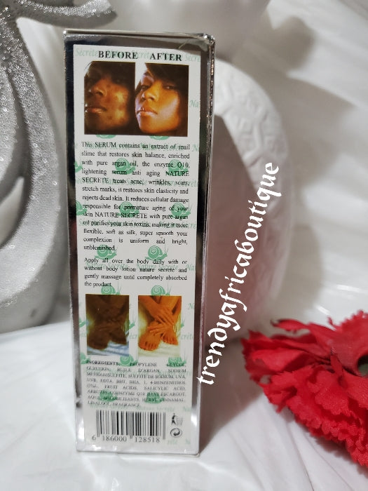 3pcs. Set: ORIGINAL Nature Secret with PURE ARGAN oil moisturizing lightening body lotion, anti-aging serum and lightening exfoliating soap. ALWAY BEAUTIFUL