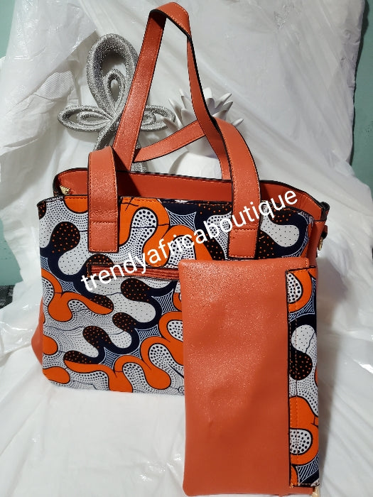 3pcs set white/coral Quality ankara Guarantee African Veritable cotton wax print set. 6yds + handbag and clutch 3pcs. Hollandaise Soft texture with quality design. Ankara was print in soft texture,. Luxuriouse quality ankara
