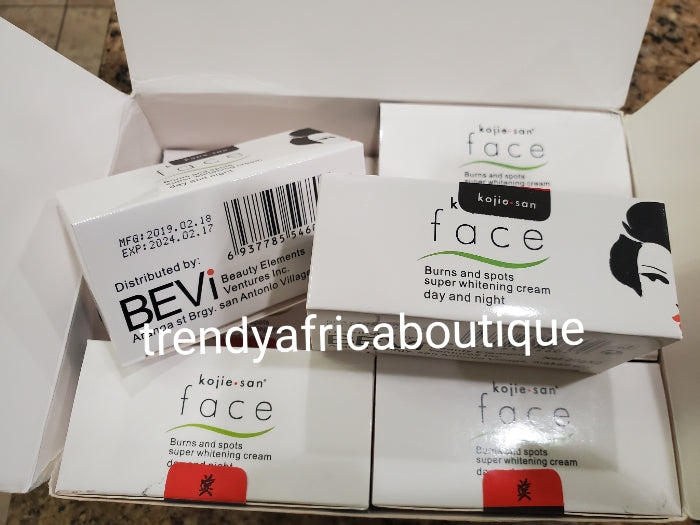 Original Kojie San day + Night face cream. Whitening face cream formulated to target black spot and sun burn. Apply to affected spot after clearing.