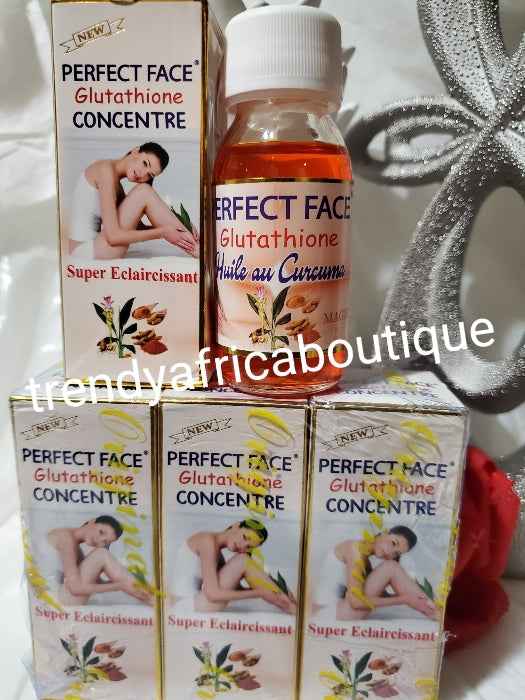 Authentische/Original PERFECT FACE Glutathion-Konzentrat-Körperlotion 250 ml, Gesichtscreme mit schneller Wirkung 60 g x 1 und Perfect Face Glutathion-Konzentrat-Öl 60 ml x 1