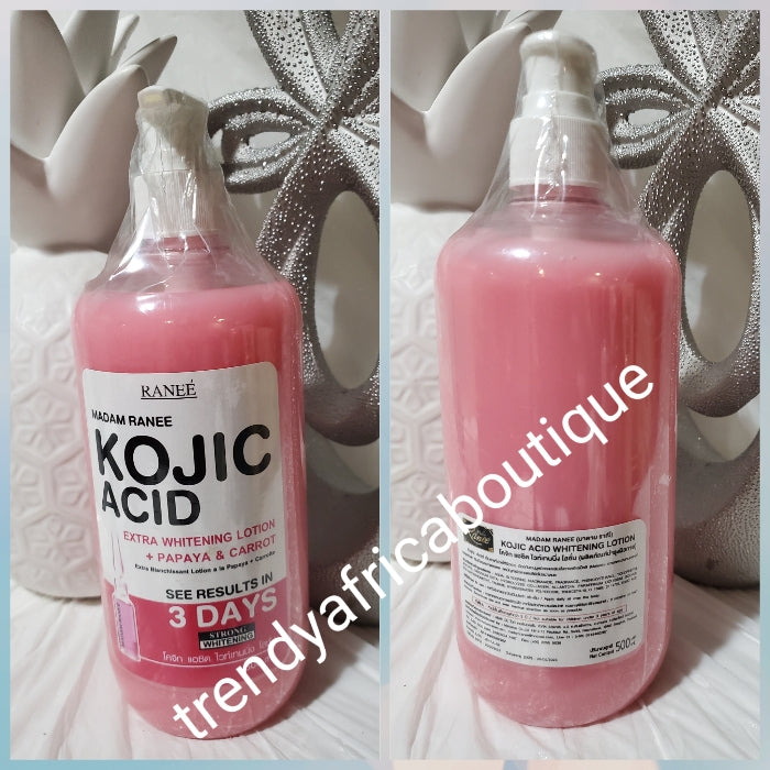 Madam Ranee Kojic Acid Extra Whitening body lotion + papaya & carrot. RESULTS IN 3 DAYS. Strong whitening 500ml x 1.