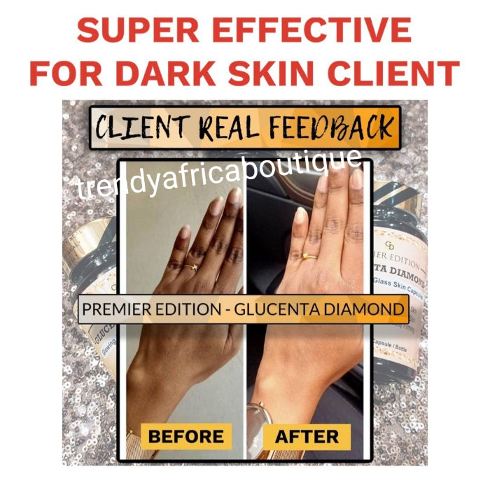 1 bottle sale: PREMIER EDITION GLUCENTA DIAMOND  supplements. Brightening & GLOWING skin AND glass skin capsules in 10days. 50 capsules per bottle .