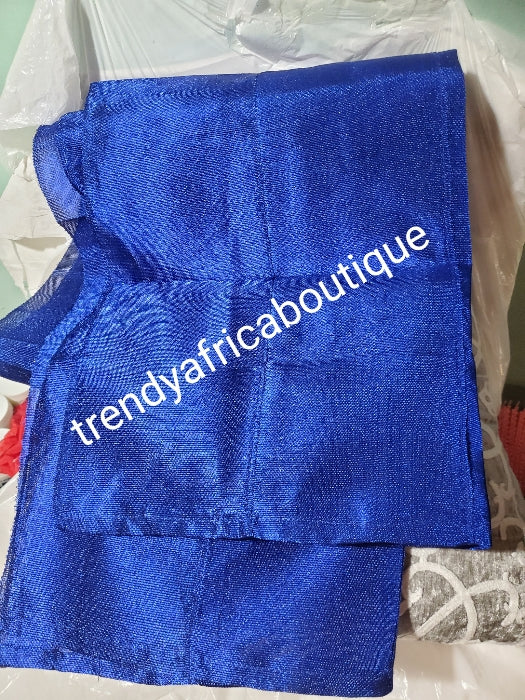 Ready to ship: Royal blue crowtex Aso-oke. Top quality woven from motherland. Extra wide & longer lenght for bigger gele.