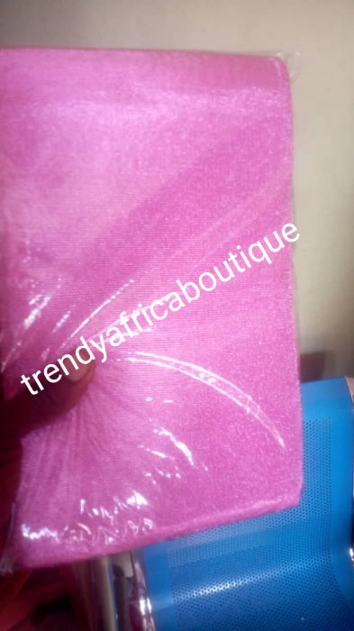 Ready to ship: Sweet baby pink crowtex Aso-oke. Top quality woven from motherland. Extra wide & longer lenght for bigger gele.