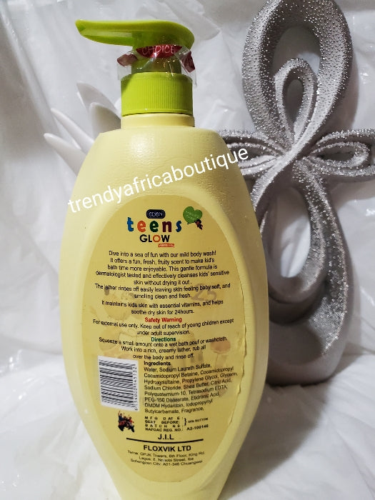 Eden kids glow milky body wash 1000mlx 1. Formulated with vitamins, shea butter to brighten, rejuvenates & nourish the growing body. Mummy 1st choice.
