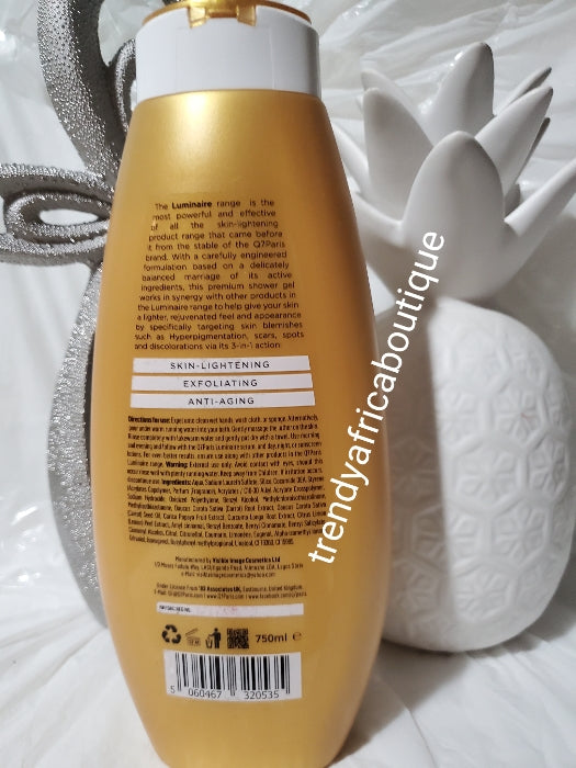 Q7 paris Luminaire shower gel with carrot, papaya & tumeric extracts 3 in 1 action, lightening, exfoliating and anti-aging 750ml bottle