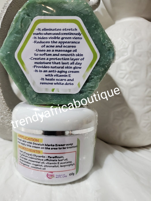 Combo: Body repair treatment kit; NO LIMIT exclusive skin repair treatment Organic oil 300ml, stretch marks eraser Bio therapy soap and cream. Also correct White dots