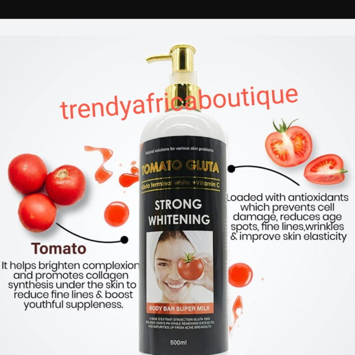 Tomato Gluta (Glutathion) Terminal white + Vitamin C set; Body lotion, whiteing oil, facial soap + face cream and shower gel combo sale. Strong whitening 5 days action.