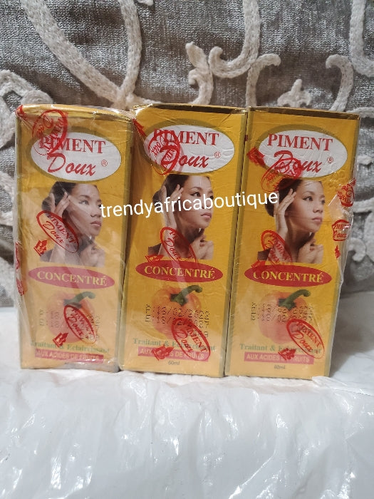 x 6 bottles Wholesale deal: Piment doux lightening serum/oil. effectively clears hyperpigmentations areas like knuckles, knees etc 60ml per bottle. 100% authentic