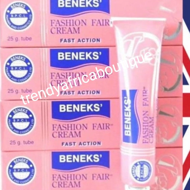 BACK IN STOCK: BENEKS' Fast Action fashion fair cream. 25gx1 tube sale. Lighten and brighten skin, treat facial blemishes. Mix into face cream or apply directly