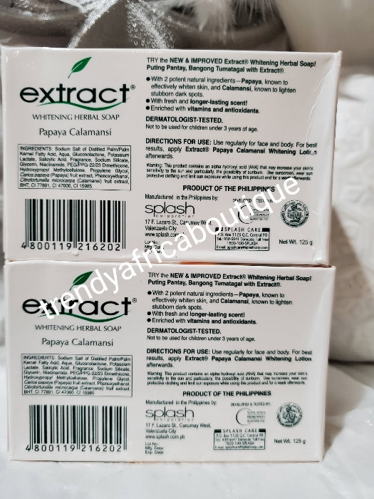 1 bar soap. 100% Original Extract whitening herbal soap with papaya Calamansi. Super glowing/clears pimples and sun burn. For mild to sensitive skin.