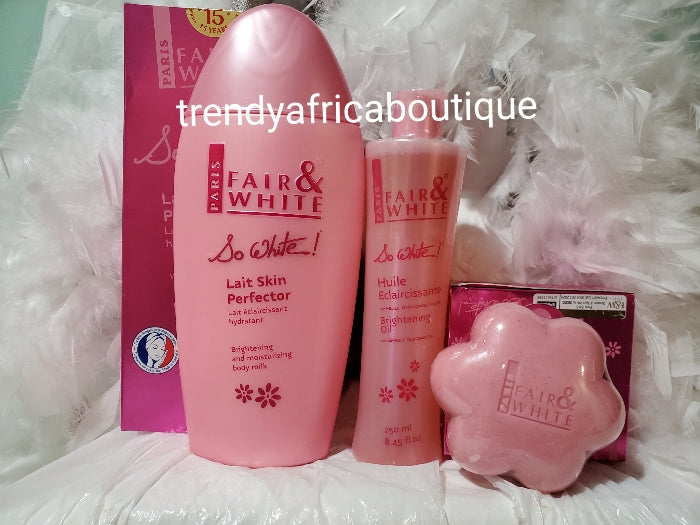 fair and white glutathione set 3pcs set. Fair & White so white paris Skin perfector brightening and m – Trendy Africa Boutique