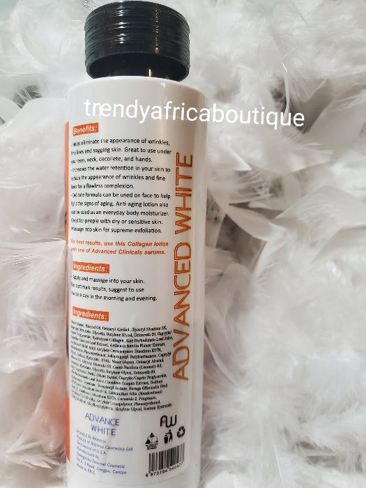 Advanced White Vitamin C whitening GLOW body lotion 500ml & serum 100ml, promote firmer looking complexion. Visibly reduce the look of age spots & dark spots