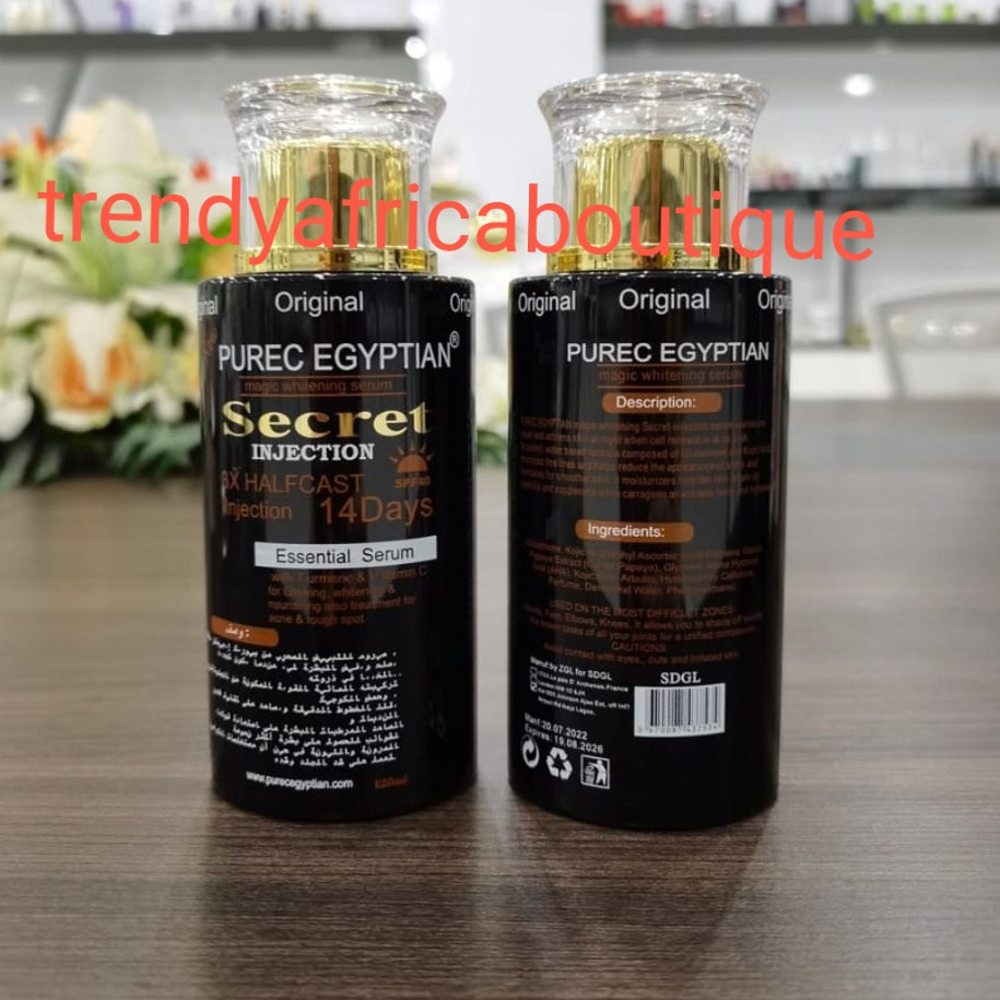 NEUES ORIGINAL Purec Egyptian SECRET Whitening HALFCAST Serum/Öl. Mit Injektion, 100 ml x 1, formuliert, um Verfärbungen gleichmäßig aufzuhellen und zu entfernen