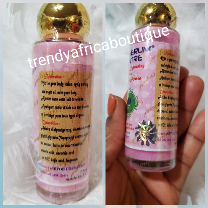 Evob multi action body lotion, serum and shower gel. Nourishes, super lightening anti blemishes and anti pigmentation combo