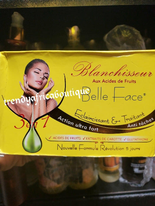 Belle face Blanchisseur concentrate 3 in 1 formular fast action. Xtra strong Anti Spots 15ml Vail. Mix into your body Lotion