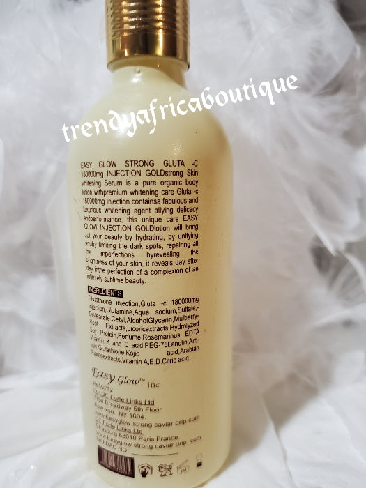 3pcs. Easy Glow Gold. strong whitening body lotion 400ml,& serum with Gluta C organic whitening serum. Gluta C 180000mg combo with Selfie 24h collagen & Albutin Fast action