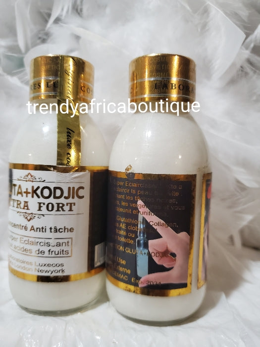 Gluta + kodjic extra strong whitening concentre serum 100ml x1 bottle. 💯 Original mix into your body lotion or cub cream.