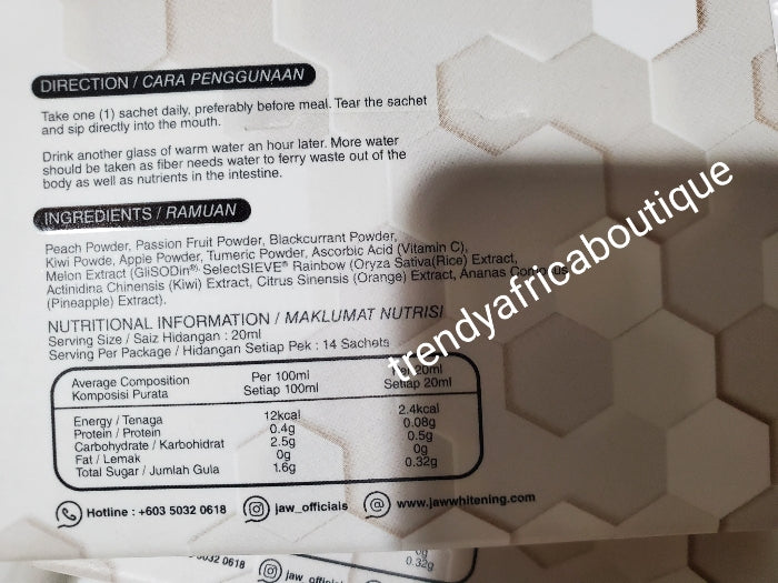 JAW white 5 PACK Slimming DETOX POWDER dietary Supplements.3 sachets in one pack for 3 days