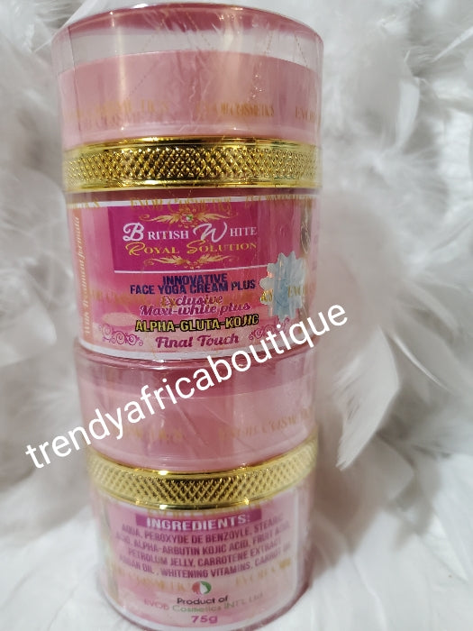 Evob costmetics British White Royal Solution innovative Face cream PLUS exclusive maxi white 75g jar x 1. Irresistible glow