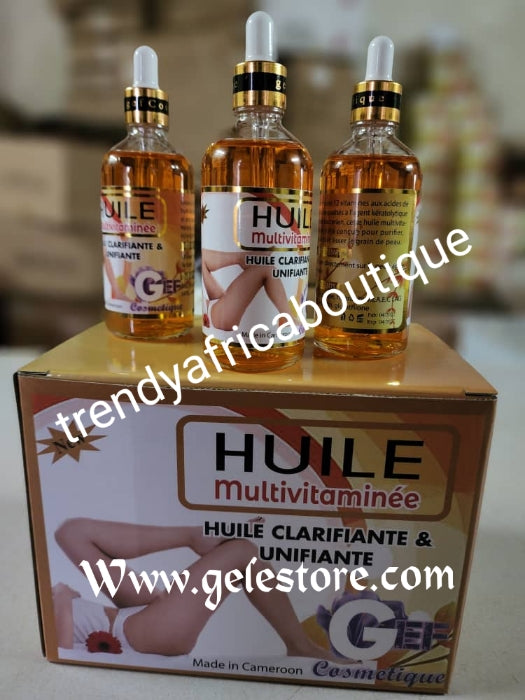 Multi vitamin oil. Clarifying and unifying with vitamins A, C, E, Albutin and glutathion 100mlx1 for face and body. Use directly or add to body lotion