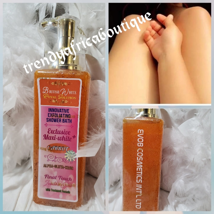 British white innovative exfoliating shower gel PLUS skin repair. Excl Trendy Africa Boutique British white innovative exfoliating shower gel PLUS skin repair. Excl Trendy Africa Boutique