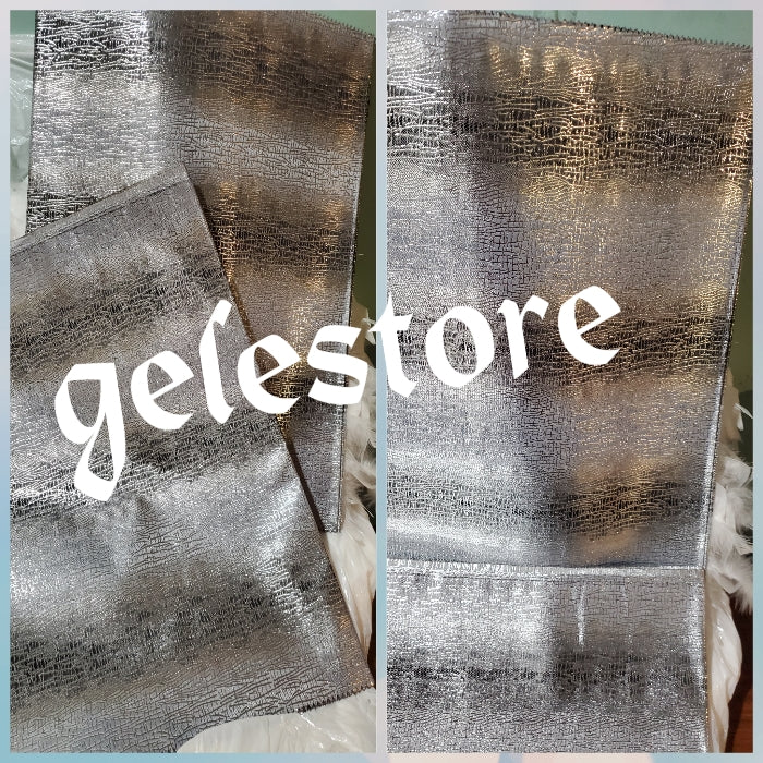Black/silver Latest Ajoke Sago Gele 2 in 1 pack. Lazer cut edges, stylish & elegancy sold per pack for head and shoulder piece.