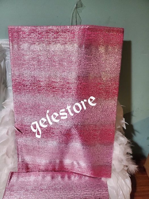 Pink/silver Latest Ajoke Sago Gele 2 in 1 pack. Lazer cut edges, stylish & elegancy sold per pack for head and shoulder piece.