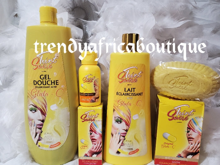 4pcs set of Teint Sucre lait ecclaircissant GLUTATHION + vit. -C purif   Trendy Africa Boutique