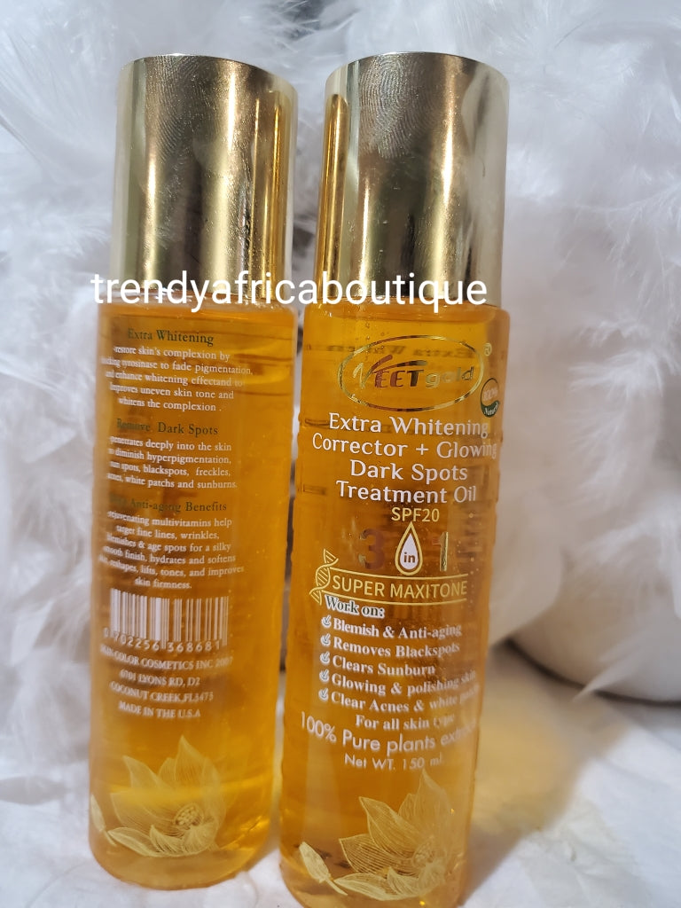 New product alert. Authentic VEET GOld extra whitening corrector + glowing, dark spot treament oil for face & body. skin repair body treatment oil for all skin colors/types. spf20. 150mlx 1 bottle sale. Serum/oil
