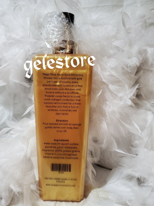 Mega Glow Paris Nano gold whitening & repair shower gel. Enhace with Collagen & glutathion & essential oils 1000mlx1 💯 Satisfaction