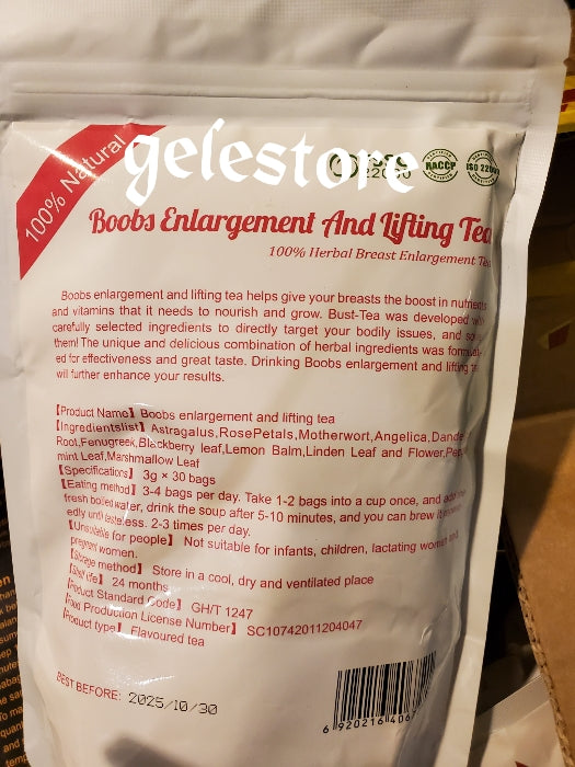 Just2shine Boobs enlargement 💯 herbal tea. Caffeine free 90g bag x 30 bags. Natural herbal tea
