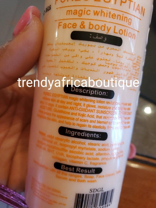 BEWARE OF FAKE!!! AUTHENTIC Purec Egyptian whitening magic GOLD NOW with Vitamin C, Tumeric, egg yolk, glutathione body lotion 300mlx 1 bottle sale. Includes treatment for acne and spots, skin whitening and glowing