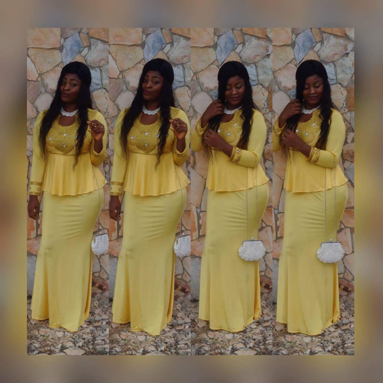 Indian Kaftan dress made with Lycra/spandex fabric. Long free flowing dress champagne gold color wit Gold beads.