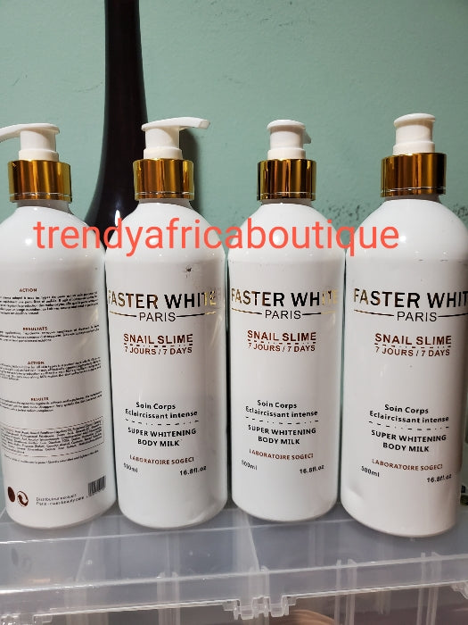 2pcs set: Faster White Paris with snail slime Body lotion & shower gel: fast whitening & Repair  body lotion for all skin type: flawless healthy complexion lotion is 500ml, shower gel 1000ml. hydroquinone FREE!!