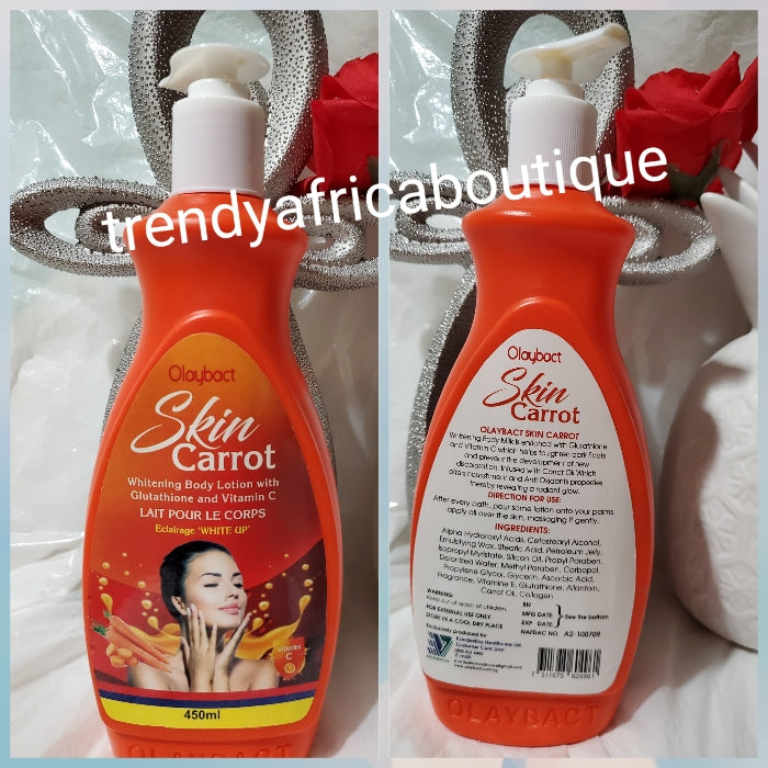 Olaybact skin Carrot whitening body lotion formulated with glutathion + vitamin C 450mlx1