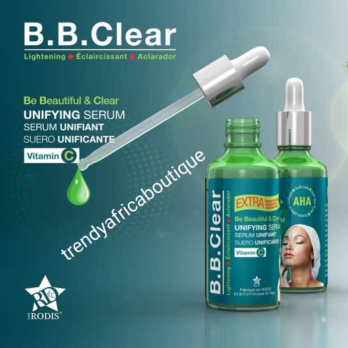 2pcs B.B. Clear AHA Unifying Serum/oil & BB CLEAR face cream. Super effective. Vit. C. Tough on removing Sturborn black spots from elbows, knees, inner thighs, armpits  with exfoliating efficiency of fruity acids 30mlx1.