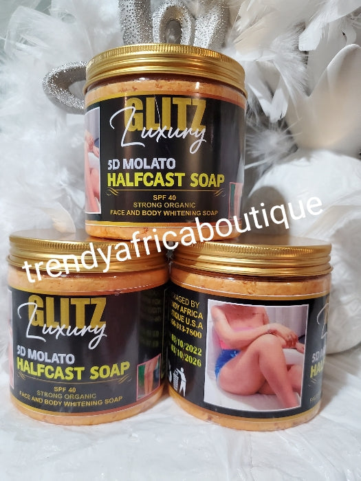 2 jar sale: GLITZ LUXURY 5D organic molato face and body whitening & exfoliating soap. Gives 3 shades without using lotion online 600g jar