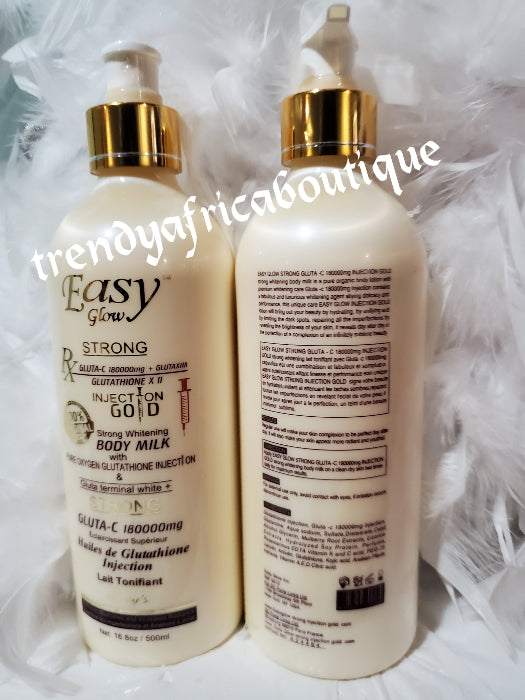 4pcs. Combo sale: Easy Glow strong whitening body lotion 500ml, shower gel 1000ml. Serum 100ml, face cream 50g. Gluta C 180000mg Fast action