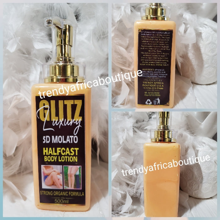 White & Glow combo: 2pcs GlitzLuxery 5D molato half-cast Body lotion 600ml ORGANIC FORMULA & Perfect Glow whitening serum with Argan, carrot & kojic oil 50ML X 1