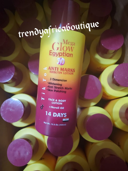 Mega Glow Egyptian Anti marks skin whitening & polishing face & body lotion with spf50. With Arbutin & neroli oil, 14days action.400mlx1