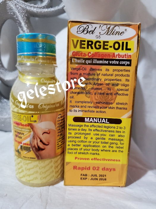 Bel Mine Verge oil. anti stretch marks serum/oil with Gluta-collagen x 125mlx  1 bottle sale. Rapid response