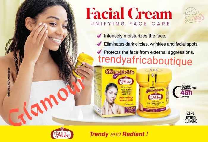Peau jaune vereinheitlichende Gesichtscreme. Dreifachwirkung 3 in 1 gegen Flecken, Anti-Aging, Anti-Falten. Angereichert mit Vitamin E und essentiell.
