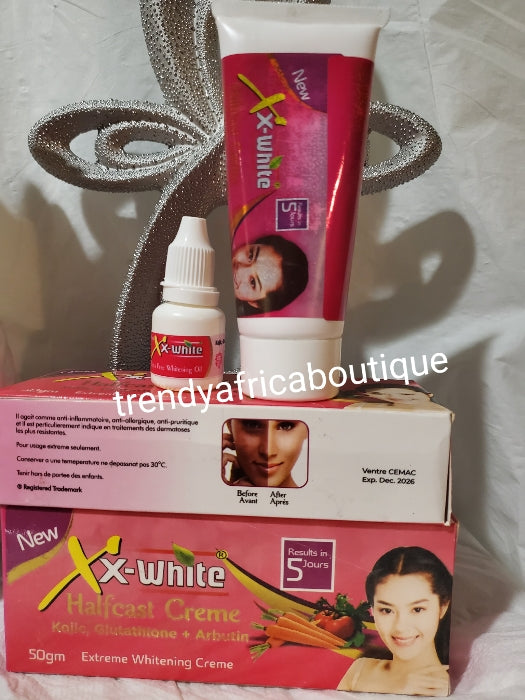 Another banga cream. Xx-white Half-cast tube cream 5 days action. Kojic, glutathion + Arbutin.  Extreme whitening cream with free oil 50g x 1