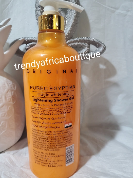 NEW ORIGINAL Purec Egyptian magice whitening and glowing shower gel with papaya and carrot 1000mlx 1. 14days