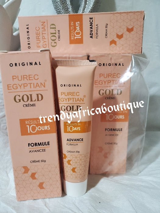 Original Purec Egyptian Gold Tube cream. ADVANCE formula 10 days fast action cream. Mix into face cream or body lotion. 50gx1!