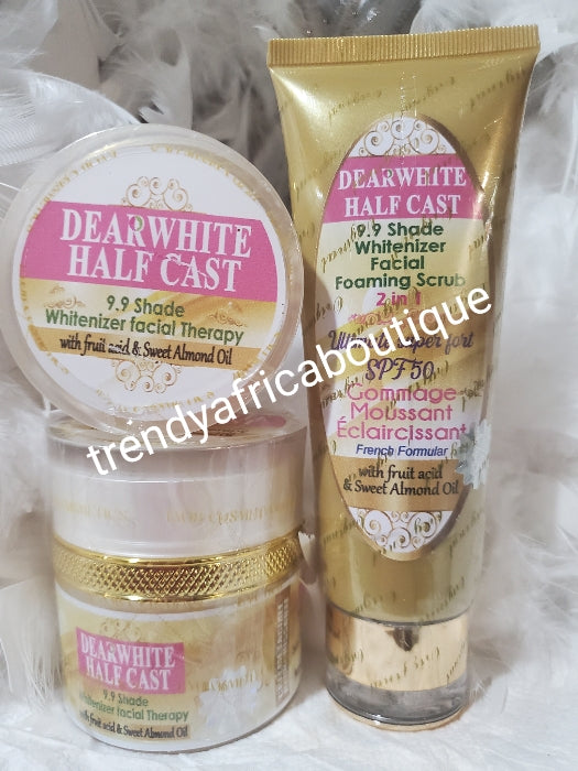 2 in 1 combo Evob COSTMETICS: Dear White Half cast whitening facial therapy!! 2 in 1 VIP facial forming scrub 150ml +FULL JAR Face cream to clear blemises, 60g, jar x 1 (LIMITED STOCK!!!